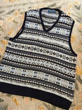 Polo Ralph Lauren Fair Isle Cashmere Blend Sweater Vest Mens XL Knit